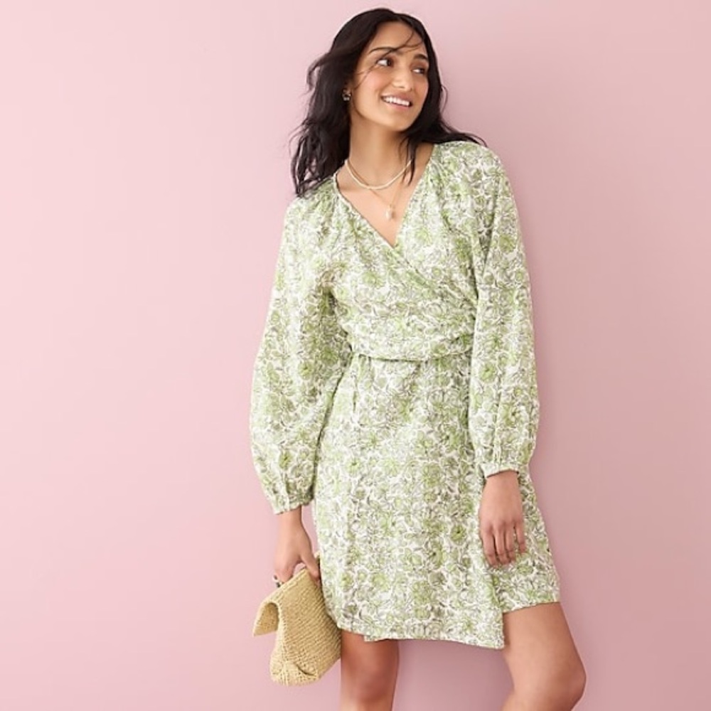 NWT J.Crew linen wrap dress in tossed floral